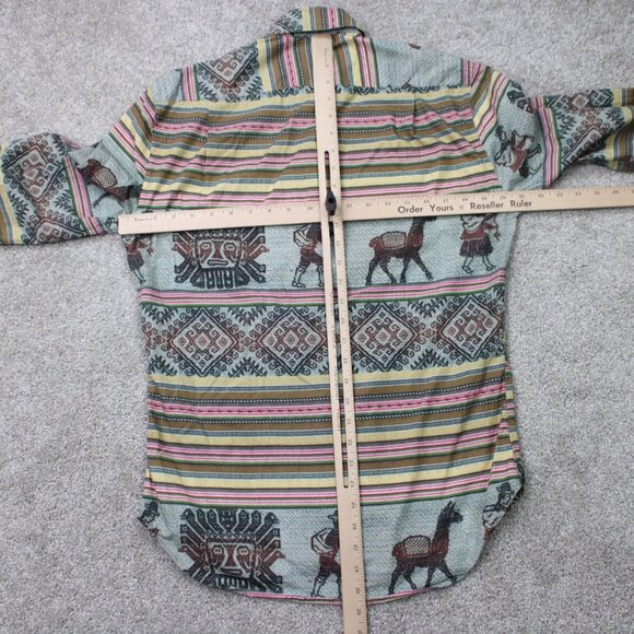 VTG Gitman Santiago Shirt Mens Small Green/Pink/Yellow Southwestern S/S Button - Picture 9 of 12